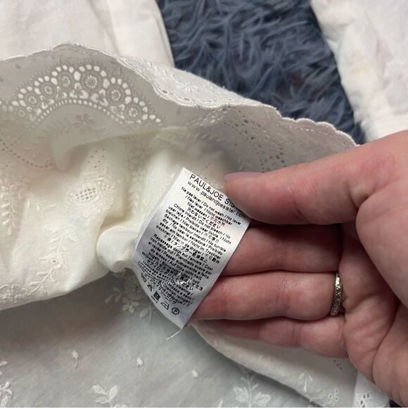 PAUL & JOE SISTER Trianon Eyelet Detail Cotton Top In White Size L - Picture 7 of 8